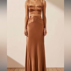 Shona Joy La Lune ruched skirt and bralette set